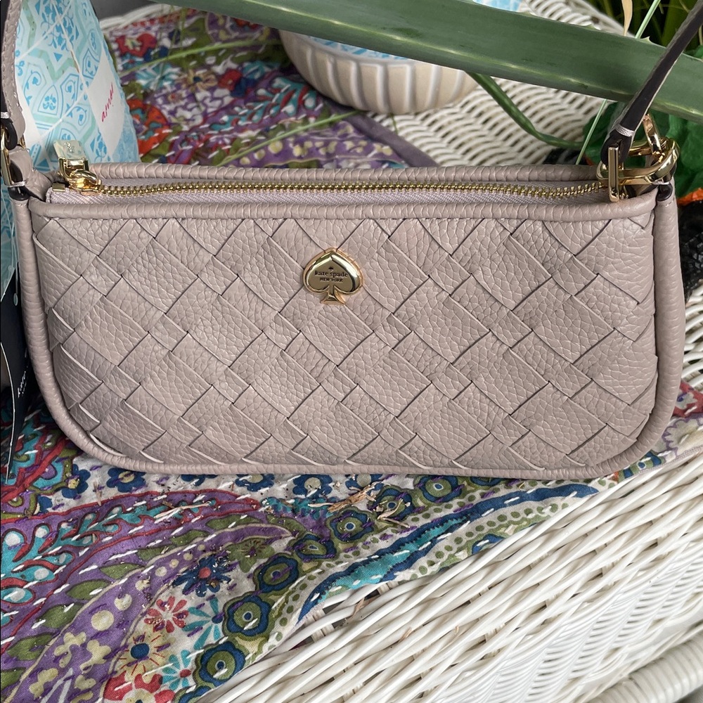 Kate Spade Taupe Woven Shoulder Bag - Picture 4 of 16